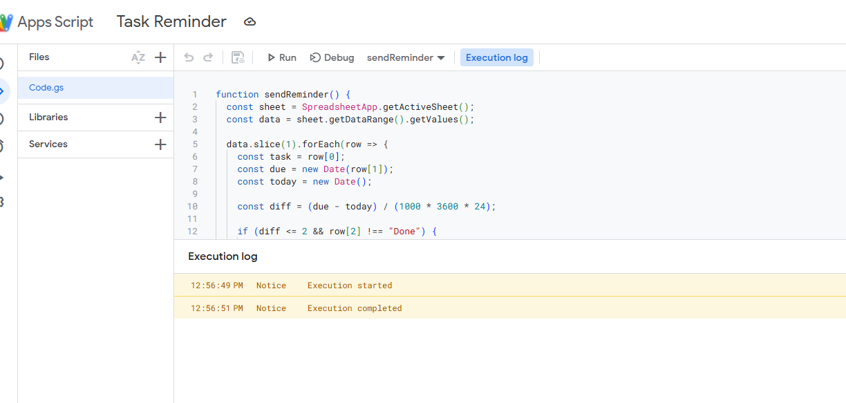 Automated Email Reminders via Apps Script